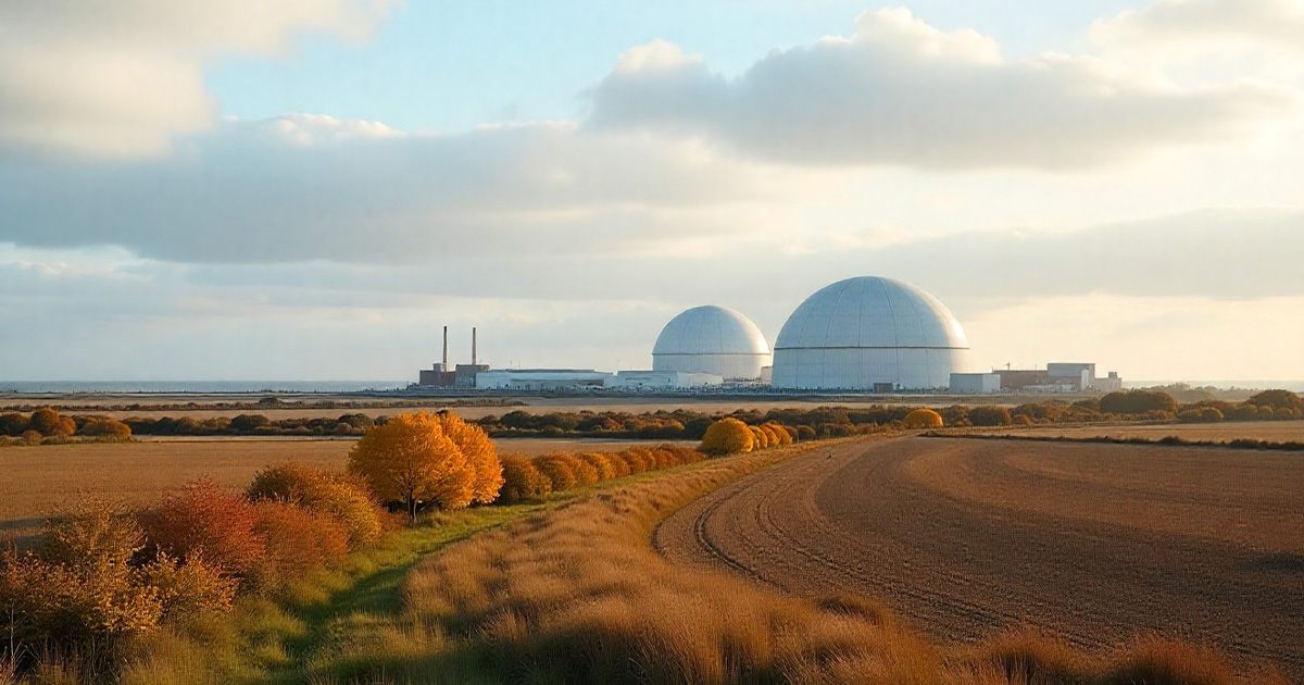 Twee moderne kerncentrales in Nederland in de herfst.
